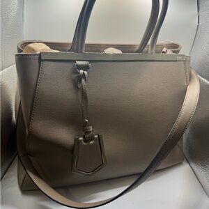 Fendi 2Jours Taupe Leather Tote Bag
